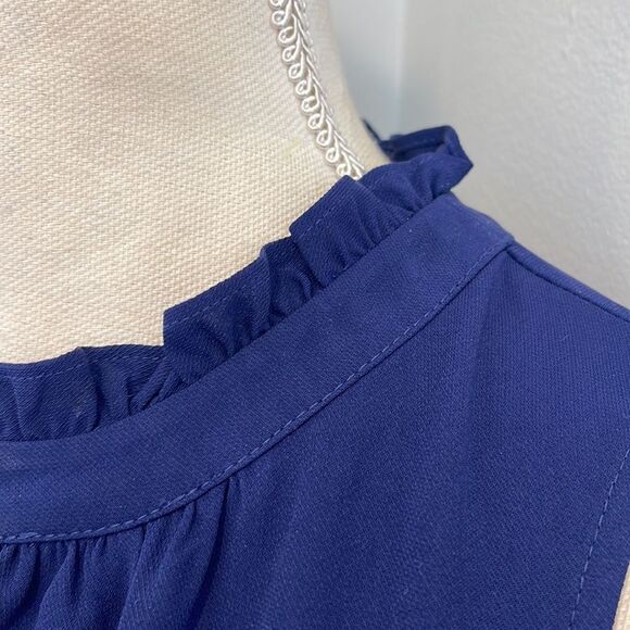 41 HAWTHORN Lilou Ruffle Neck Blouse in Navy Blue - Picture 3 of 4